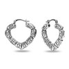 LeCalla Sterling Silver Light-Weight Antique Bamboo Heart Hoop Earrings for