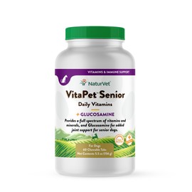 NaturVet –VitaPet Senior Daily Vitamins for Senior Dogs – Plus Glucosamine – Full Spectrum of Vitamins & Minerals – Enhanced with Glucosamine for Added Joint Support – 60 Time Release Tablets