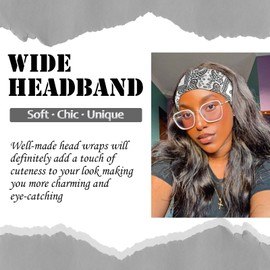 STGDAK Wide Headbands Paisley Print Boho Headbands Stretchy Hair Wraps Knotted Hair Bandana Non Slip Turban Hairband Workout Yoga Bandana African Sweatbands For Women 4 Pack