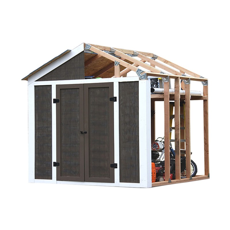 EZBUILDER 7 x 8 Foot Peak Roof Storage Shed Garage