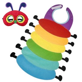 HarnyLoom Caterpillar Costume for Kids Very Hungry Caterpillar Girls Boys World Book Day Eye Mask Fancy Dress Animal Costume for 3-12years Toddlers Height from 100cm to 150cm Carnival Cosplay Party