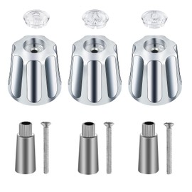 Coolfell 3 Piece Shower Knobs Replacement with 3 Extend Adapter, Compatible with Gerber Bathtub 3 Faucet Handle, 16 Point Broach Shower Handle for Short & Long Valve Stem