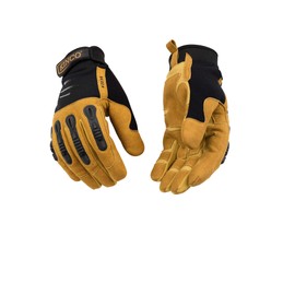 Kinco KincoPro Foreman Synthetic Leather Work Gloves - Polyester-Spandex With MiraX2 Suede Synthetic Leather with Pull-Strap, Durable and Safety Gloves - For Indoors and Outdoors - Large