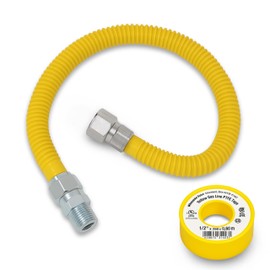 CMI Inc - 1/2 Inch OD Flexible Gas Line Connector with 1/2 Inch Male Iron Pipe Thread x 1/2" Female Iron Pipe Thread - 36 Inch Yellow Coated Gas Hose for Natural Gas, Propane & Gas Line for Stoves