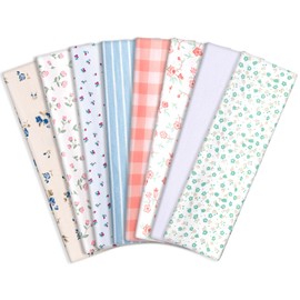 obeoby Floral Headbands for Women, Stripe Hairbands Non Slip Cotton Sports Hair Bands for Women's Hair