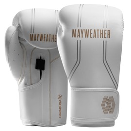 Hayabusa Mayweather Contender Boxing Gloves for Men and Women - White/Gold, 10oz