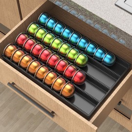 MZLlanyun For Nespresso Vertuo capsules - Premium coffee pod drawer built-in organizer designed for counter use (44 large pods or 60 small pods)