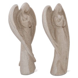 SIMON'S SHOP Angel Statues 9'', Angel Figurines for Table Shelf Decor, Beige Angel Sculpture, Remembrance Gifts - 2 Pack