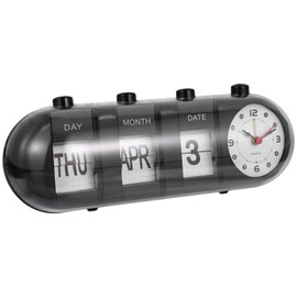 Homoyoyo Digital Alarm Clock Manual Calendar Clock Score Board Calendar Manual Alarm Clock, Clock with Digital for Home Office Desk Decor Month Date Display Calendar Perpetual Black Desk