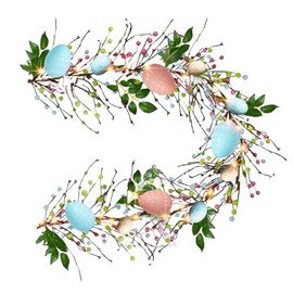 NEROSUN Guirnalda de huevos de Pascua de 6 pies, guirnalda iluminada con 20 luces LED con 8 modos, guirnalda de Pascua artificial para interiores y exteriores, hogar, chimenea, fiesta, decoración de puerta