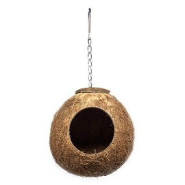 LWINGFLYER Natural Coconut Shell Bird Nest Coconut Bird Nest Hut for Parrots Parakeet Conures Cockatiel Small Animals House Pet Cage Habitats Decor (1pcs Bird Nests)