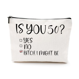 Novelty 50th Birthday Gifts for Women Cosmetic Bag Funny Cool Gifts for 50 Year Old Woman Makeup Bag 50th Birthday Party Favors Turning 50 Appreciation Gifts for Mom Wife Aunt Grandma Toiletry Bag