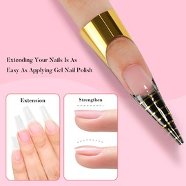 AIMEILI 5 in 1 Builder Base Nail Polish Gel, Strengthener Gel Translucent Nude Gel Nail Polish Hard Gel Nail Extension Nail Enhancement Reinforce Lacquer Gel 10ML-150