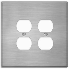 Oversized Stainless Steel Outlet Covers, Duplex Receptacle 2 Gang Wall Plate, 5.5" x 5.50" Jumbo Duplex Wall Plate, 430 Grade Stainless Steel, Corrosive Resistant, With Matching Screws, Made in USA