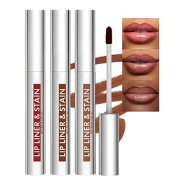 3pcs Lip Stain Lip Liner Stains Natural Long Lasting Waterproof Last All Day Transfer Proof Highly Pigmented Instant Peel Off Lipstick (Coffee & Cocoa & Rose)