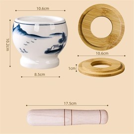 Mortar and Pestle Set Ceramic Underglaze Garlic Pounder Chili Pepper Pounder Garlic Press Jar Thickened Manual Herb Grinder Herb Crusher