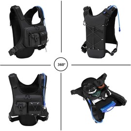 Original Patent Running Hydration Vest Backpack - Lightweight Chest Pack with 2.0L Water Bladder Bag for Hiking, Running, Cycling & Marathon Gear Jogging Equipment - Color: Black, Size: Standard