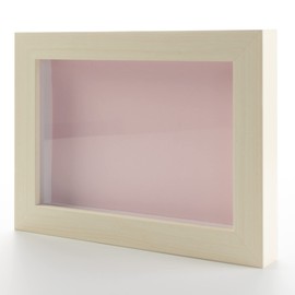 White Wash 16x20 Wood Shadow Box Display Frame with Pink Acid-Free Backing UV Acrylic & Hanging Hardware - with 3/4" Usable Depth - Makes Great T Shirt Display Frame Shadowbox