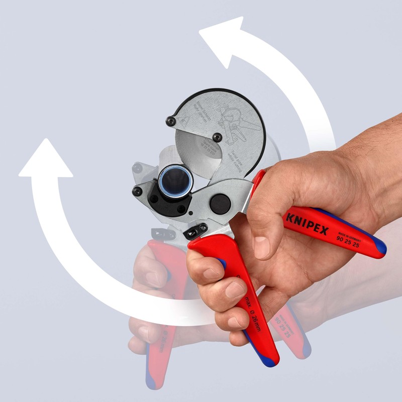KNIPEX Pipe Cutter for Composite and Plastic Pipes Chrome-Plated with