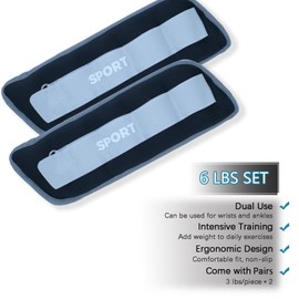 6lbs Ankle Weights for Men Women - Adjustable Arm or Leg Weight Strap Set for Adult Wrist Weight Training in Yoga, Walking, Aerobics, Jogging, Gym (6lbs Pair (3lb Each) - Black)