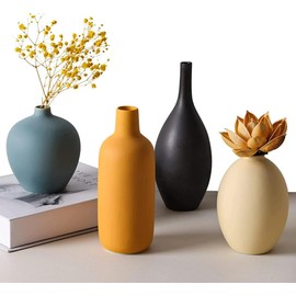 Pheyihe Colorful Ceramic Vase Set of 4,Decorative Flower Vase for Living Room,Coffee Table Decor,Kitchen,Bedroom,Office,Shelf Centerpiece Table