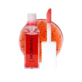 MCoBeauty Lip Oil Hydrating Treatment Sheer Red - Tinted Lip Gloss with Jojoba Seed Oil for Dry Lips - High Shine Lip Care Moisturizing Glaze, Non Sticky Lip Balm, Doe Foot Applicator, Vegan - 3ml