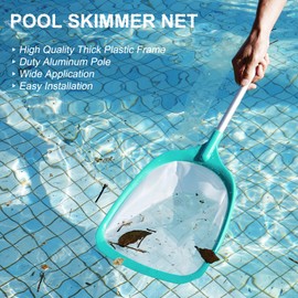 TOBEHIGHER Pool Skimmer Net with Pole, 26", Hot Tub Skimmer Net, Pool Skimmer Net with Pole, Deep Ultra Fine Mesh Net Skimmer Rake, Pond Small Kid Kiddie Inflatable Pool