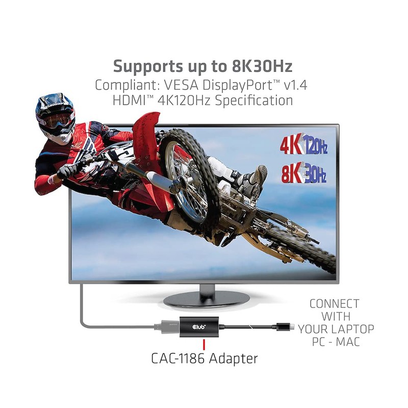 Club 3D Mini-DisplayPort™1.4 to HDMI™ 4K120Hz with DSC1.2 Active Adapter