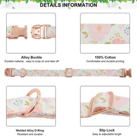 Metal Buckle Dog Collar, Durable Adjustable Dog Collar Soft for Small Medium Large Dogs（Pink Flowers, S(10-14in)