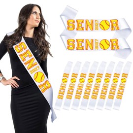 DMHMXZ 10 Pack Senior 2027 Baseball Sashes, White Satin Senior Night Sash for Baseball Players, Graduation Sash Class of 2027, Baseball Senior Night Decorations, Team Senior Gifts