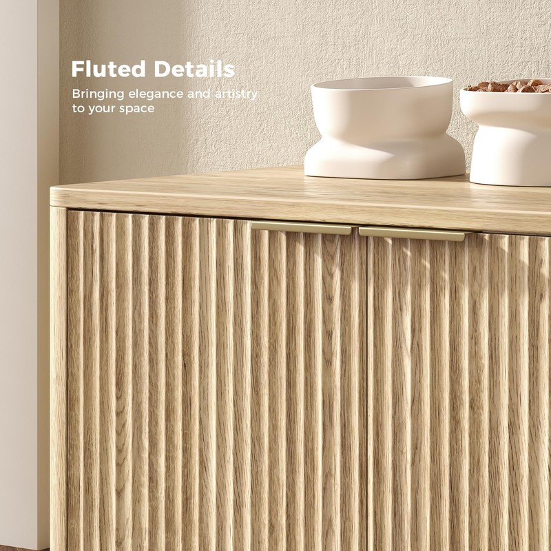 Hootata 31.5" Natural Cat Litter Box Enclosure Furniture, Large Decorative