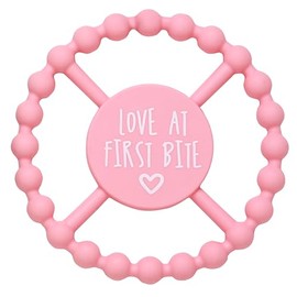 Large Silicone Teether, 4.5 inch Baby Teething Toy, Pink Love at First Bite