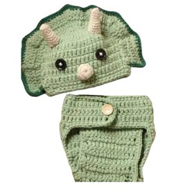 Vomdrok Newborn Photography Prop Baby Boys Girls Photoshoot Outfits Handmade Newborn Photo Knitted Pants Hat Photo Costume (Green)