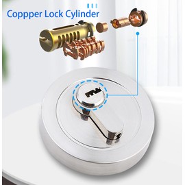 Qrity Single Cylinder Deadbolt, Round Deadbolt Lock with Keys, Modern Door Locks, Zinc Alloy Deadbolt, Invisible Door Lock for Front Door, Entrance Door, Passage Door