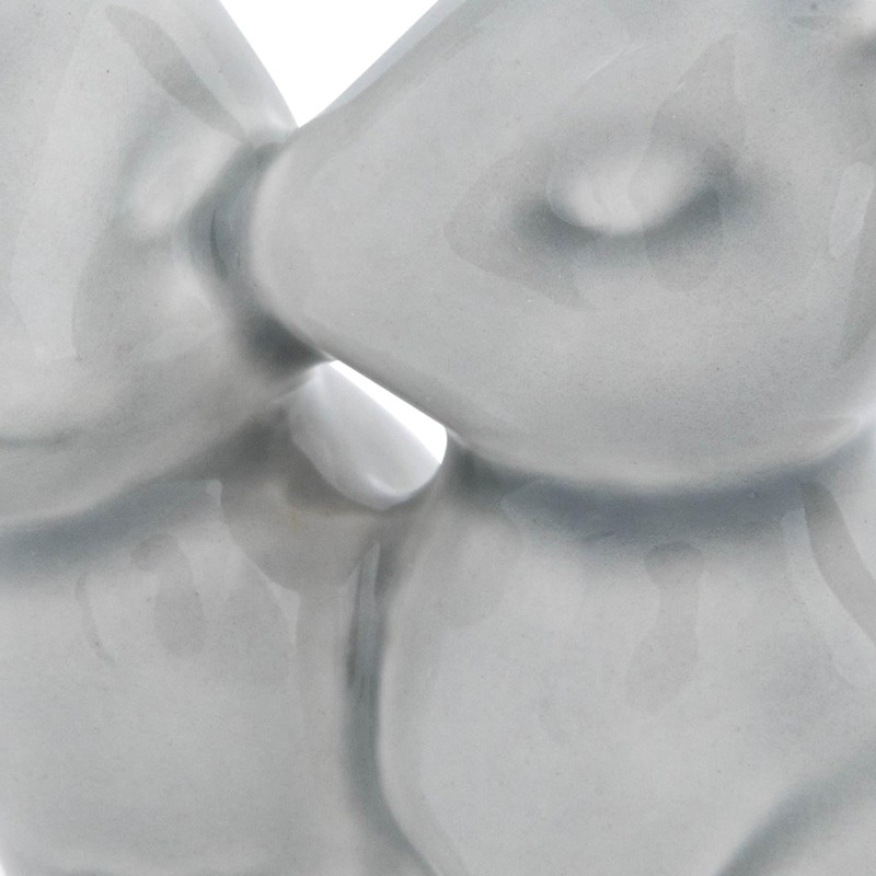 Creative Co-Op Decorative Ceramic Bunny Rabbit Figurine, Gray Ring Holder,