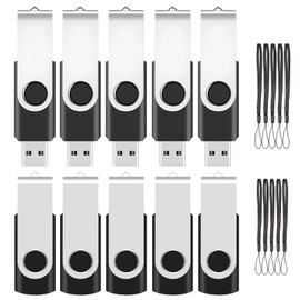 ABLAZE USB Stick 2 GB Pack of 10 High Speed USB 2.0 Memory Stick Swivel Data Storage Metal Memory Sticks Flash Drive (Black)