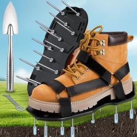 Lawn Aerator Shoes, Upgrade 2.4" Heavy Duty Spike Aeration Shoes Lawn with Adjustable Hook&Loop Straps, Easy Installation One-Size-Fits-All Grass Aerators for Lawns Yard Soil Patio (Emerald Green)