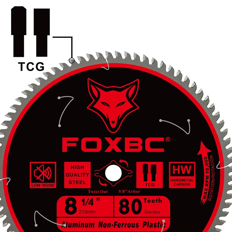 FOXBC 8-1/4 Inch Metal Cutting Table Saw Blade 80-Tooth TCG