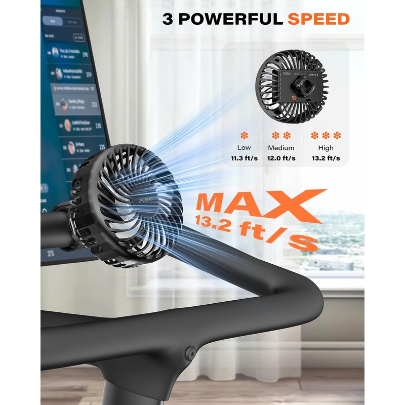 A2C Rechargeable Fan for Peloton Bike & Exercise Bike -
