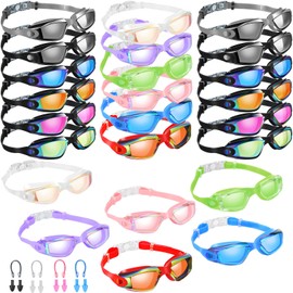 Konohan 24 Pack Swim Goggles, Anti Fog Swimming Equipment with Protection Polarized Women Men Swimming Goggles No Leaking Full Protection Sport Swimming Goggles for Adult Youth(Classic Colors)