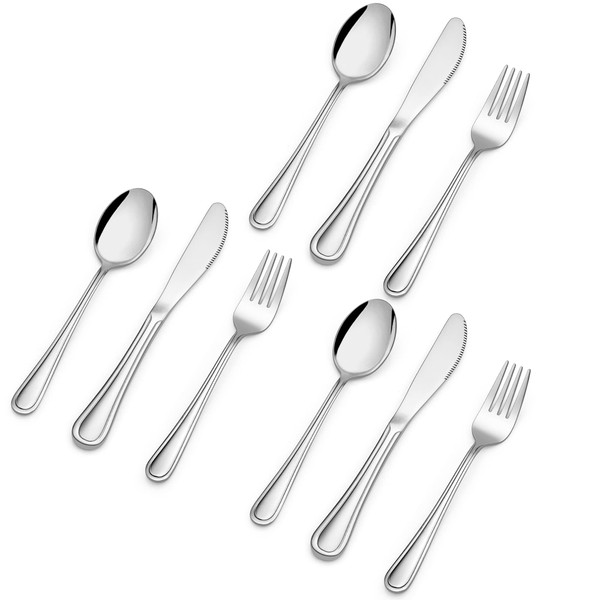 Children's Cutlery, HaWare 9-Piece Stainless Steel Polished Children's Cutlery Set, Toddler Spoon Fork Knife Set, Christening or Birthday Gift, Non-Toxic & Healthy, Dishwasher Safe