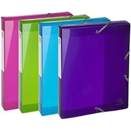 Exacompta Iderama 59780E Premium Collection Box with Elastic Band, 40 mm Wide, Made of Extra Strong Colorspan Cardboard with Spine Label for DIN A4, Archive Box, File Box, Document Box, Drawing Box, 1