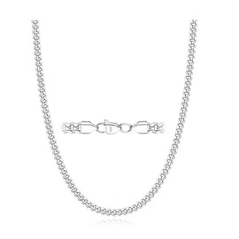 Esrael S925 Sterling Silver Solid 3 mm 5 mm Cuban Chain Necklace for Men, Robust Non-Fading Men's Silver Chain Jewellery Gifts for Men 16/18/20/22/24 Inches, Sterling Silver