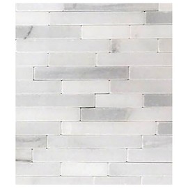 Tenedos 8x18 Greecian White Carrara Tumbled Marble Wall Tile – Natural Stone Veneer for Kitchen Backsplash, Bathroom Shower & Fireplace Accent – 1 Piece
