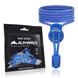 ALPHAPACE PACE LOCKS elastic no-tie shoelaces, shoelaces without laces, slip-on quick-release fasteners for sport, children and adults, 120 cm, 1 blue pair