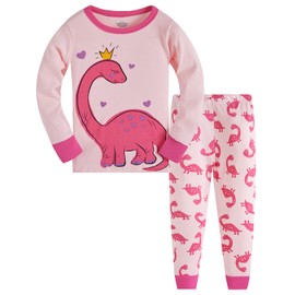 Colobe Girls' Pyjamas Cotton Unicorn Long Sleeve Two Piece Pyjamas Set Cute Panda Children's Sleepwear Winter Christmas Pyjamas Size 1-12 Years, Dinosaur 02