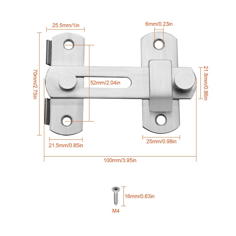 2 Pieces Stainless Steel Flip Latch with Fixing Screws for