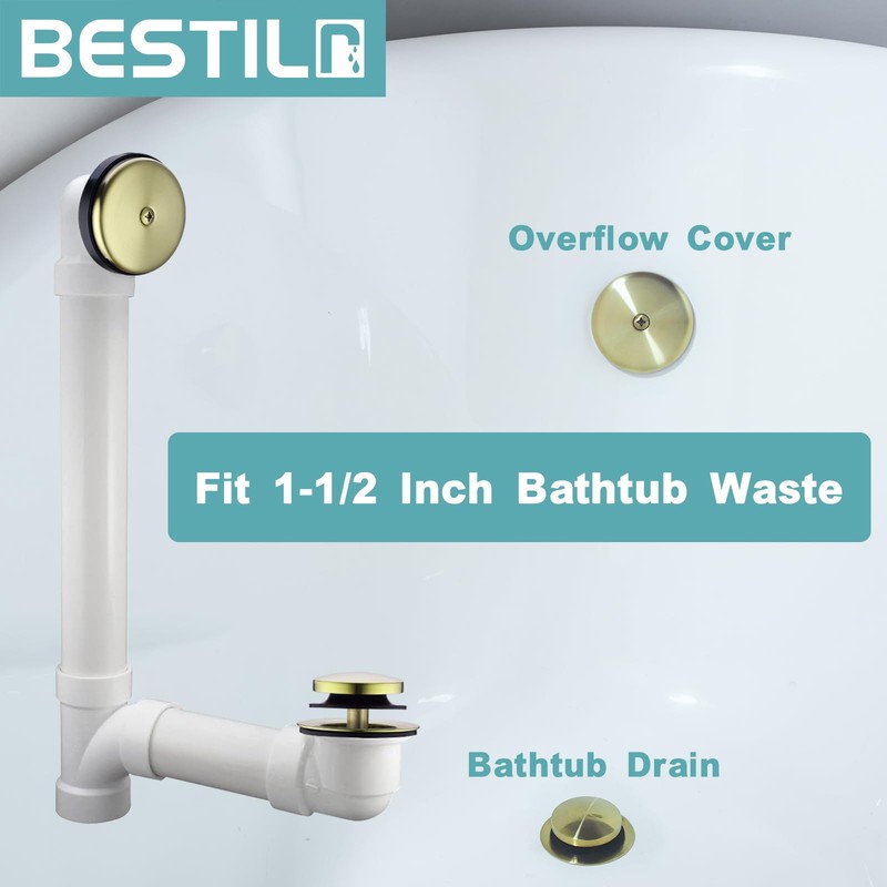 BESTILL Tip-Toe Bathtub Drain Bath Tub Trim Set Conversion Kit