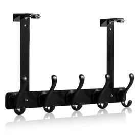 BersiteAmerican Flag Eagle Wall Hooks – Heavy-Duty Over Door Coat Hooks with 5 Hooks, Rustic Patriotic Decor for Entryway, Bedroom, Bathroom, Metal Hanger for Clothes, Hats & Towels (Black)
