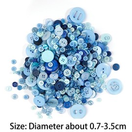 1Pack Assorted Buttons for Crafts,Blue Round Resin Buttons for DIY Sewing Knitting,Approx 660pcs,0.7-3.5MM